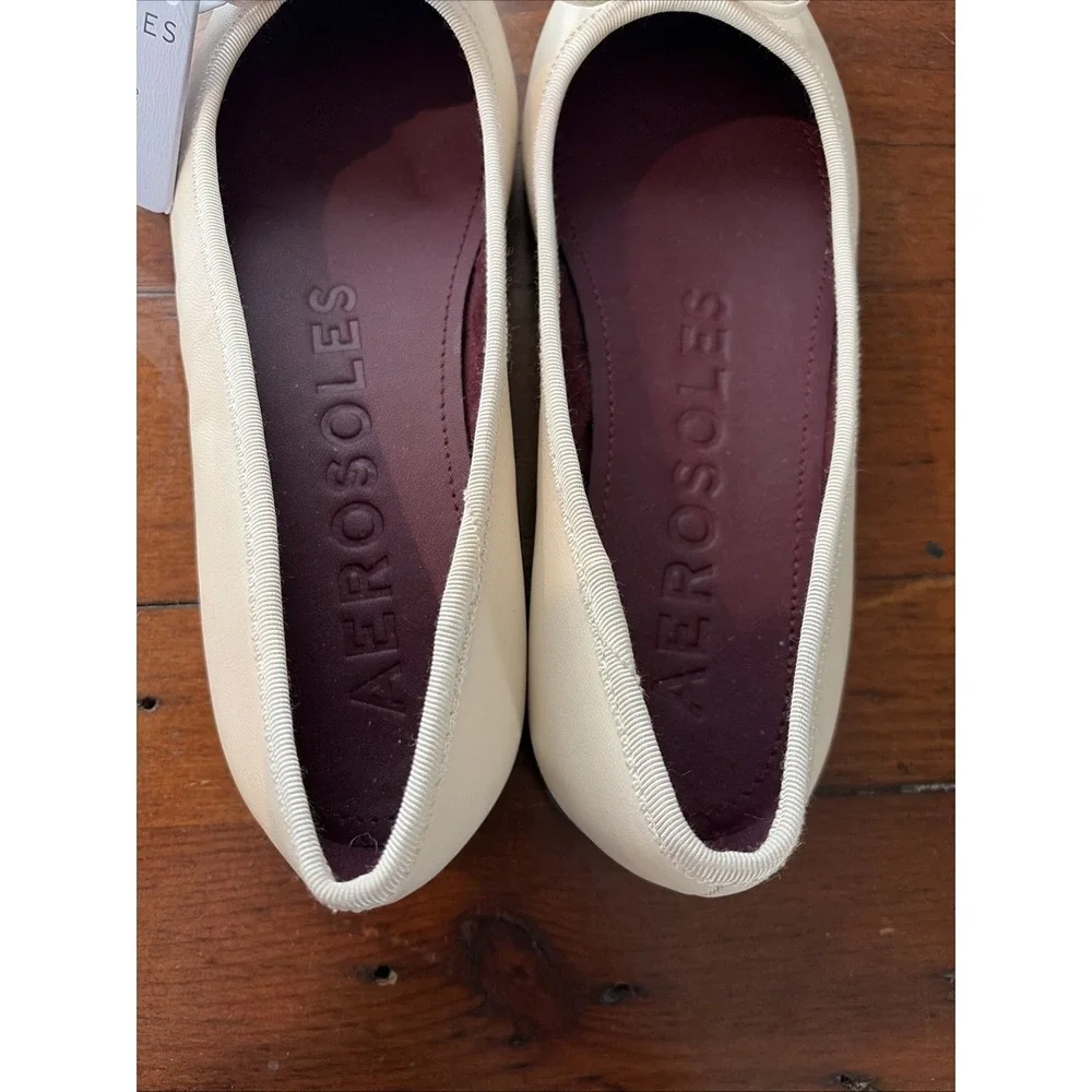 Aerosoles Women's Shoes Ivory Leather Dumas Ballet‎ Flats Size 5.5 New